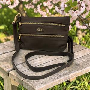 Woman's Genuine Leather Small Crossbody Purse - Brown