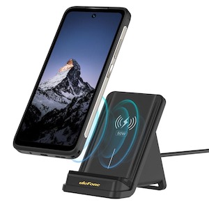 charger: Ulefone WCS01 50W Wireless QI Fast Charging Stand, 3D Air Cooling