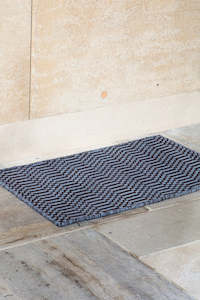 Entrance Mats: Unplugged Checkers Cornflower Entrance Mat