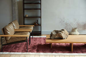 Bamboo Blend: Bamboo Silk and Wool Stripe Bordeaux / Chalk