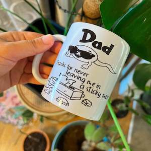 Mum Dad Mugs: Sticky mess dad mug (inappropriate)