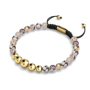 Balance Stones: Fossil Jasper | Gold | Balance Gemstone Macrame Bracelet