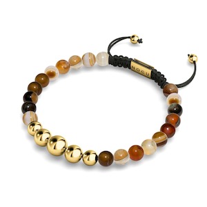 Balance Stones: Grey Line Agate | Gold | Balance Gemstone Macrame Bracelet