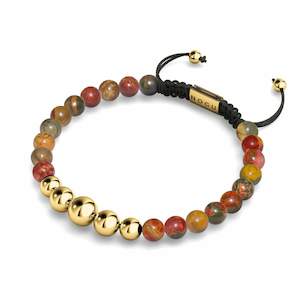 Balance Stones: Red Picasso Jasper | Gold | Balance Gemstone Macrame Bracelet