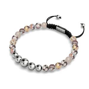 Balance Stones: Brown Line Agate | Silver | Balance Gemstone Macrame Bracelet