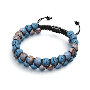 Blue Oceanic Jasper | Gunmetal | Lava Rock Diffuser Bracelet | Men's