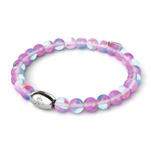 Discounted By Tag Discounted: Cosmic Purple Crystal | .925 Sterling Silver | Galaxy Glass Bead Bracelet