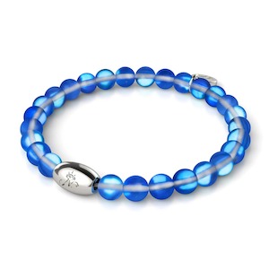 Discounted By Tag Discounted: Sapphire | .925 Sterling Silver | Mermaid Glass Bead Bracelet