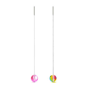 Discounted By Tag Discounted: Cherry Borealis | .925 Sterling Silver | Galaxy Glass Chain Drop Threader Earrings