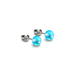 Memorial Day Doorcrashers: Blue Nebula | .925 Sterling Silver | Galaxy Glass Mini Stud Earrings