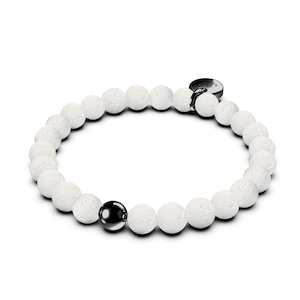 Krakatoa | Gunmetal | White Lava Rock Diffuser Bracelet