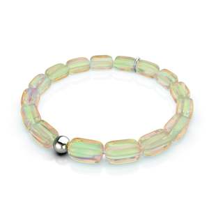 Solstice Collection: Champagne Supernova | .925 Sterling Silver | Galaxy Glass Pebble Bracelet