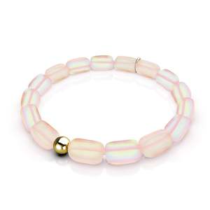 Solstice Collection: Peach | .925 Sterling Silver Gold Vermeil | Mermaid Glass Pebble Bracelet