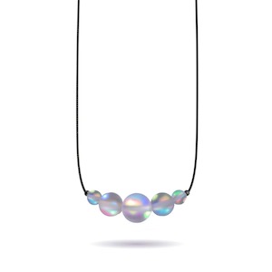 Solstice Collection: Grey |  .925 Sterling Silver Gunmetal | Mermaid Glass Infinity Clasp Necklace