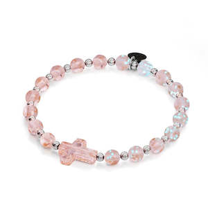 Poolside: Rosewater | Silver | Firefly Glass Cross Bracelet