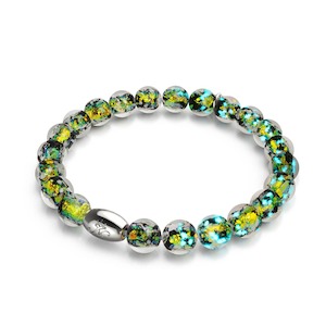 Poolside: Neon Black | .925 Sterling Silver | Firework Glass Bracelet