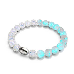 Poolside: Rainbow White | .925 Sterling Silver | Firework Glass Bracelet