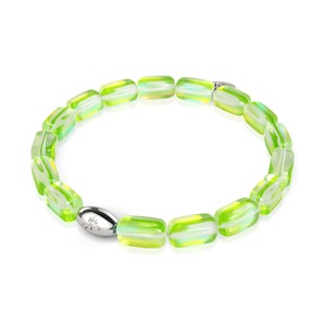 Poolside: Verdant Moon | .925 Sterling Silver | Galaxy Glass Pebble Bracelet