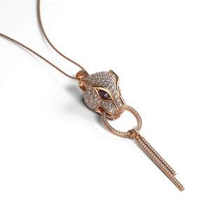 Animal Instinct: Panthera by Keysi Sayago | 18k Rose Gold | Cubic Zirconia Crystal Necklace