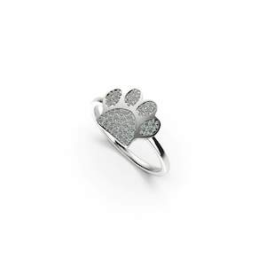 Animal Instinct: Paw | .925 Sterling Silver | CZ Diamond Pup Print Ring