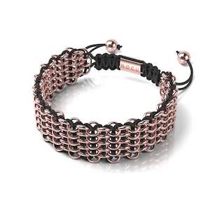 Summer Time Macrame: Tiger Links | Deluxe Kismet Bracelet | Black x Rose Gold