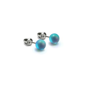 July 4th Doorcrashers: Aquamarine | .925 Sterling Silver | Mermaid Glass Mini Stud Earrings