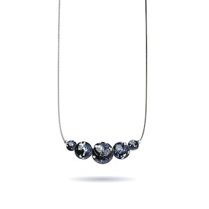 925 Sterling Silver Crystal Charm Necklaces: Pitch Black | .925 Sterling Silver | Firefly Glass Infinity Clasp Necklace