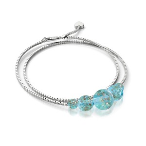 925 Sterling Silver Crystal Charm Necklaces: Arctic Blue | .925 Sterling Silver | Firefly Glass Infinity Clasp Anklet