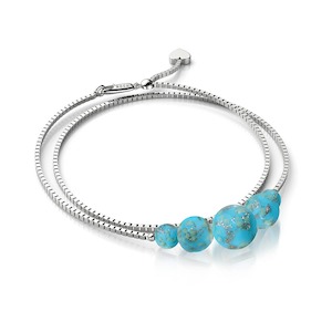 925 Sterling Silver Crystal Charm Necklaces: Cerulean | .925 Sterling Silver | Firefly Glass Infinity Clasp Anklet