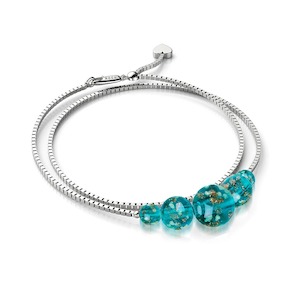 925 Sterling Silver Crystal Charm Necklaces: Teal | .925 Sterling Silver | Firefly Glass Infinity Clasp Anklet