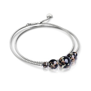 925 Sterling Silver Crystal Charm Necklaces: Obsidian | .925 Sterling Silver | Firefly Glass Infinity Clasp Anklet