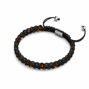 Natural Stones: Tiger's Eye x Lava Rock | .925 Sterling Silver | Mini Diffuser Bracelet
