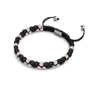 Natural Stones: Rose Quartz x Lava Rock | .925 Sterling Silver | Mini Diffuser Bracelet