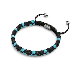 Natural Stones: Turquoise x Lava Rock | .925 Sterling Silver | Mini Diffuser Bracelet