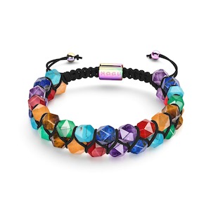 Rainbow Chakra | 7 Gemstone Geom Bracelet | Unicorn Silver
