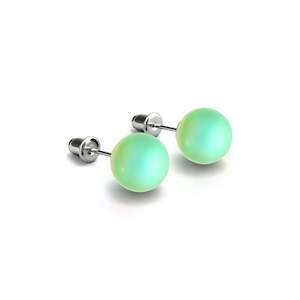 Mermaid Glass Earrings: Emerald | .925 Sterling Silver | Mermaid Glass Stud Earrings