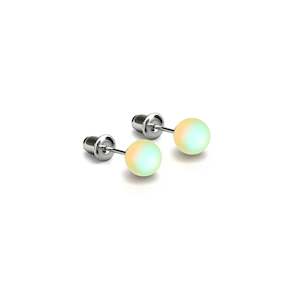 Mermaid Glass Earrings: Canary | .925 Sterling Silver | Mermaid Glass Mini Stud Earrings