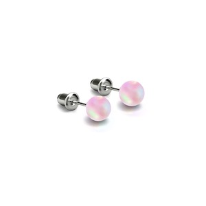 Mermaid Glass Earrings: Pink | .925 Sterling Silver | Mermaid Glass Mini Stud Earrings