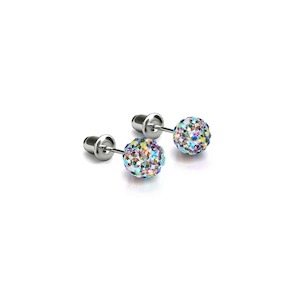 Labor Day Summer Sale: Confetti Crystal | .925 Sterling Silver | Mini Kikiballa Earrings
