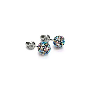 Labor Day Summer Sale: Midnight Confetti Crystal | .925 Sterling Silver | Mini Kikiballa Earrings