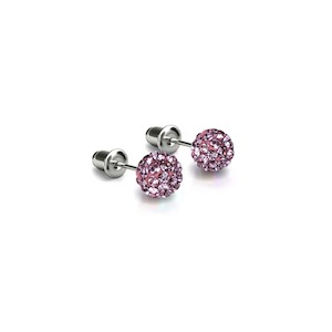 Labor Day Summer Sale: Flamingo Crystal | .925 Sterling Silver | Mini Kikiballa Earrings