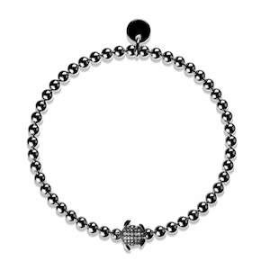 Summer Charms: Tortuga | Onyx Steel | Crystal Sea Turtle Bracelet