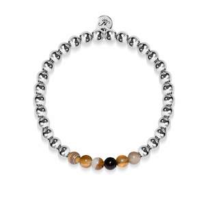 Warehouse Sale: Satisfaction | Silver | Grey Line Agate | Gemstone Expression Bracelet