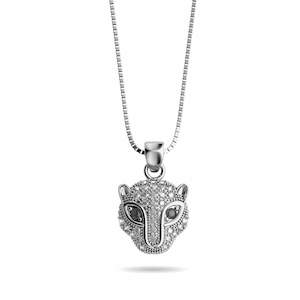 Animal Instinct 1: Fierce | .925 Sterling Silver | Crystal Cat Infinity Clasp Necklace