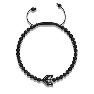 Animal Instinct 1: Crystal Fox | Gunmetal | Black | Macrame Charmballa Bracelet