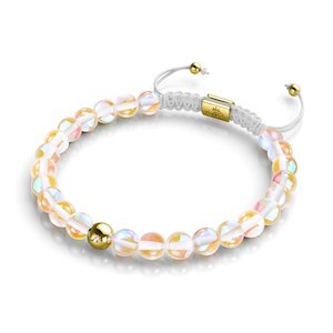 Gold Standard: Champagne Supernova | Gold | Galaxy Glass Macrame Bead Bracelet