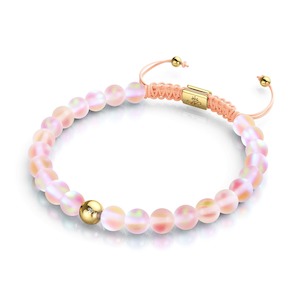 Peach | Gold | Mermaid Glass Macrame Bead Bracelet