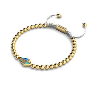 Gold Standard: Kite | 18k Gold & Cream | Enamel | Crystal Macrame Charmballa Bracelet