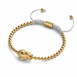 Gold Standard: Gilded Buddha | 18k Gold | White | Macrame Charmballa Bracelet