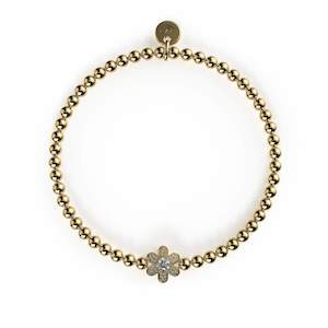 Gold Standard: Daffodil | 18k Gold | White Crystal Charm Bracelet